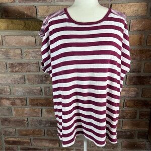 Chaps Red and White Boxy Short Sleeve Tee 117